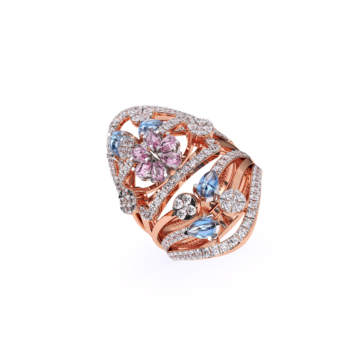 Glamorous Multi Stone Cluster Diamond Ring